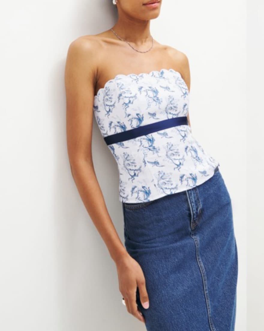 Reformation Strapless Linen Top - Image 3