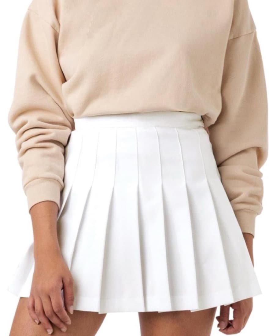 High Waisted White Pleated Tennis Skort - Image 2