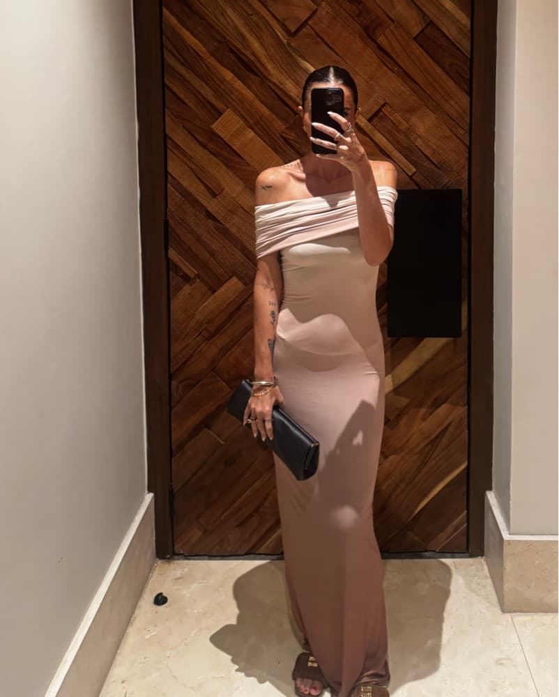 Cassandra Off Shoulder Slinky Maxi Dress - Image 6