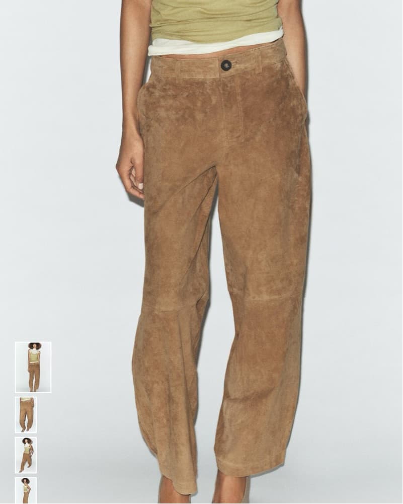 Zara Suede Wide-Leg Trousers - Image 2