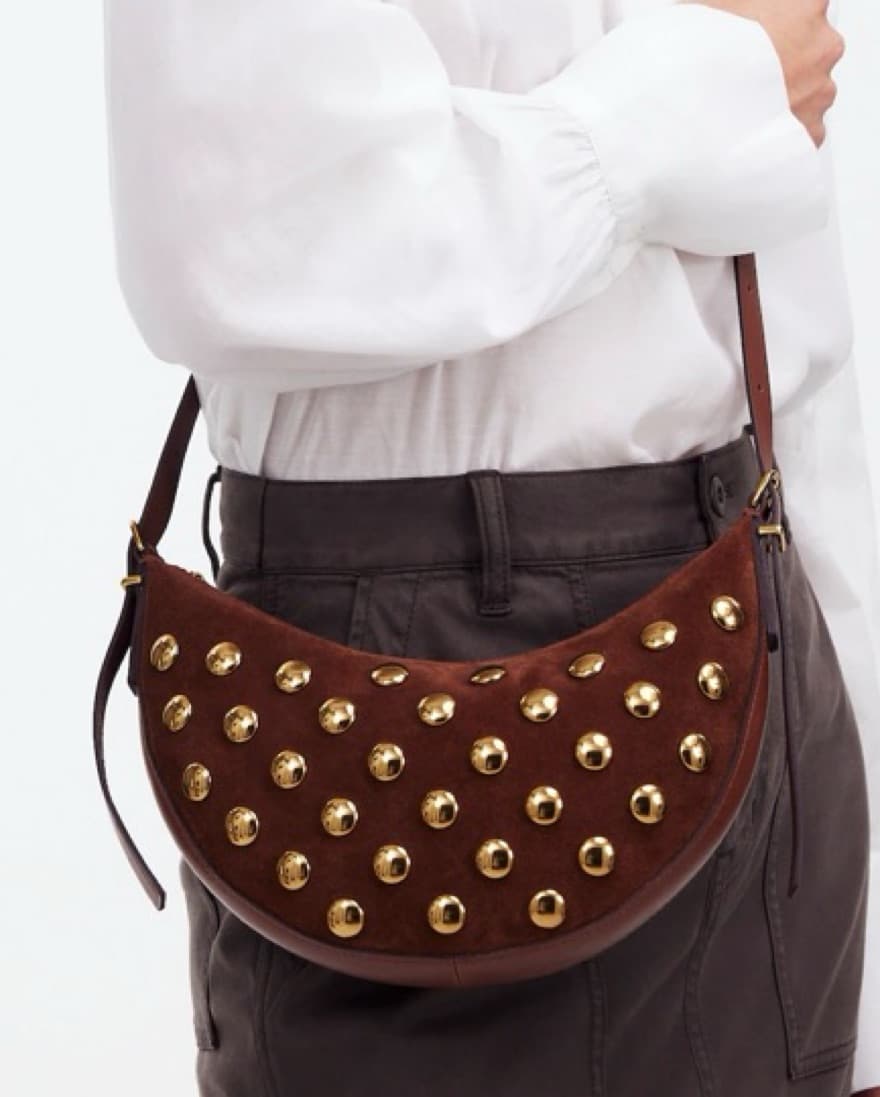 Brown Suede / Gold Studded Bag - Image 2