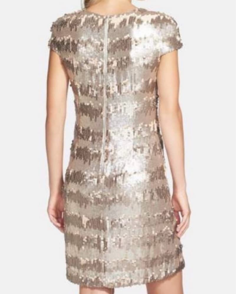 Vera Wang Gold Sequin Shift Dress - Image 3