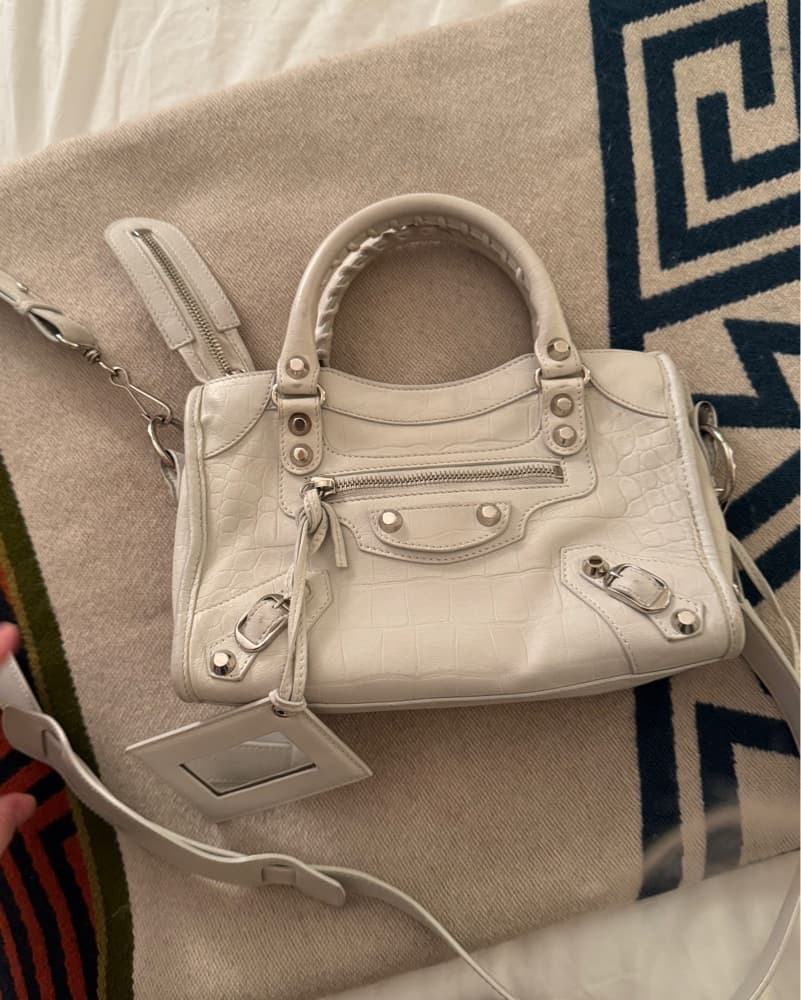 Balenciaga White Croc City Bag - Image 2