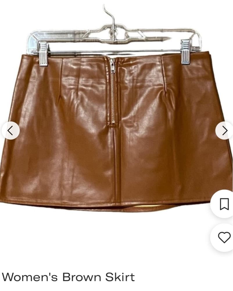 Sleek Brown Leather Skirt Set  - Image 3