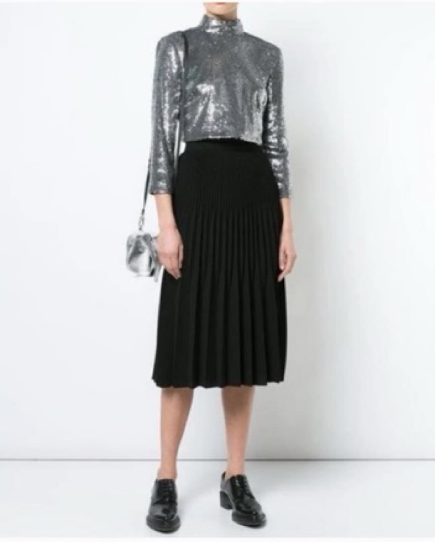 ALC Silver Sequin Long Sleeve Crop Top - Image 2