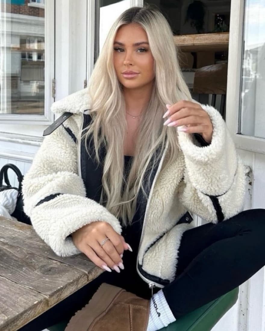 Zara Faux Fur Biker Teddy Jacket - Image 6