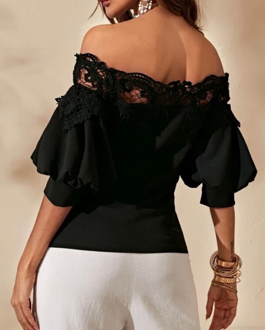 Black Lace Top Off The Shoulder - Image 3