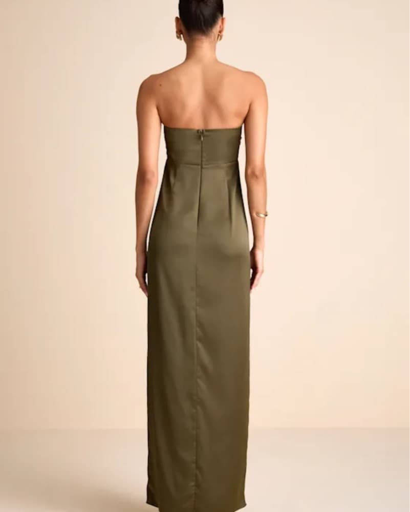 Lulus Green Silk Maxi Dress  - Image 5