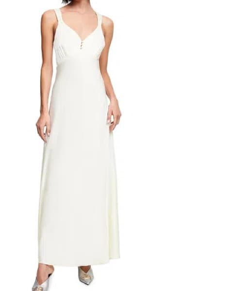 Satin Maxi Dress‎ In Light Yellow - Image 2