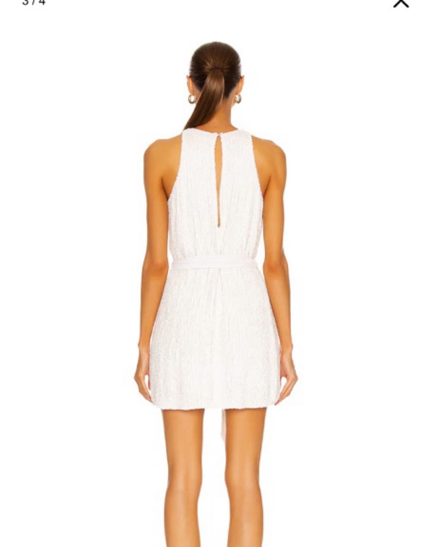 Retrofete White Sequin Mini Dress - Image 3