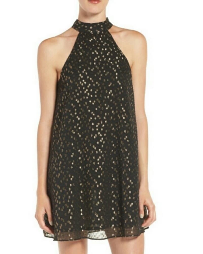 Black And Gold Halter Dress - Image 1