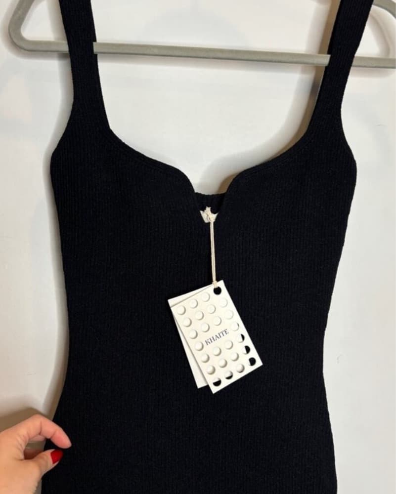 NWT Khaite Nina Ribbed Dress Black - Image 3