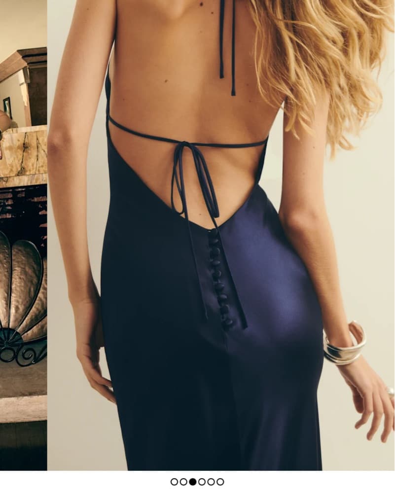 Reformation Silk Dress - Navy Blue  - Image 4