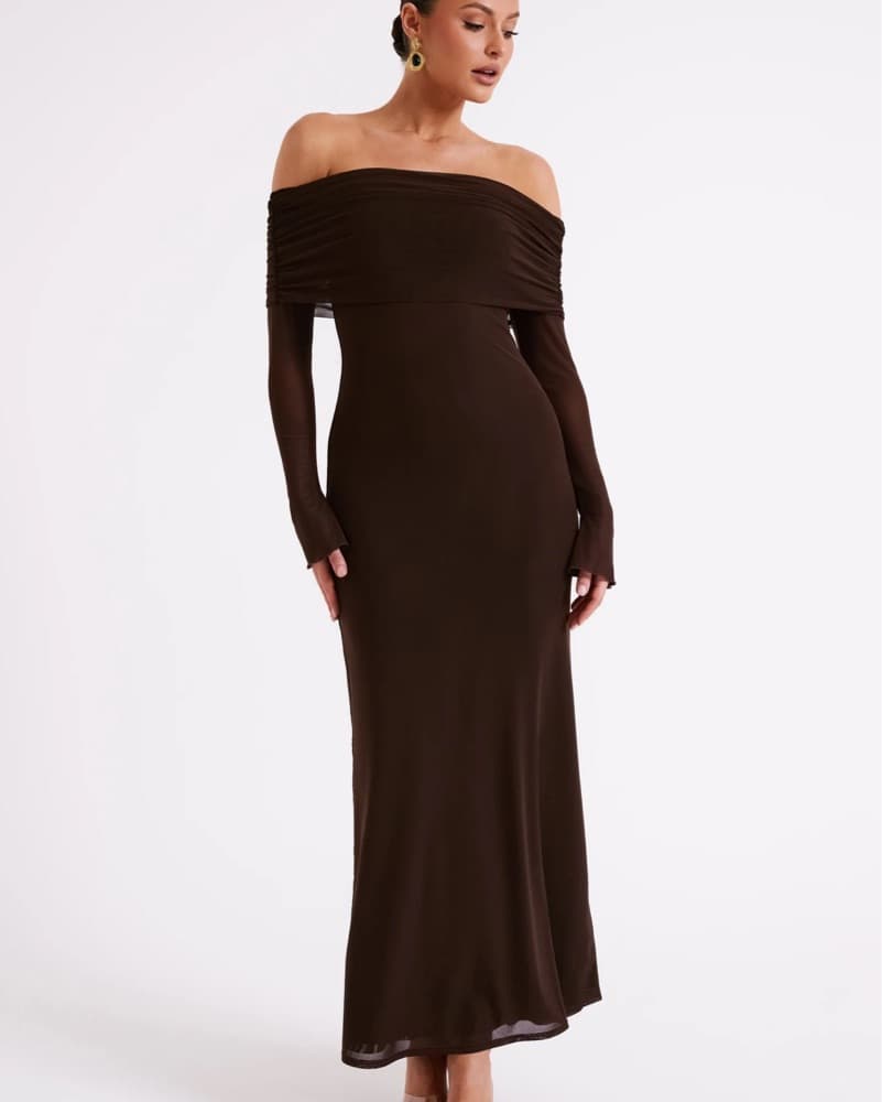 Josie Off Shoulder Mesh Maxi Dress - Image 2