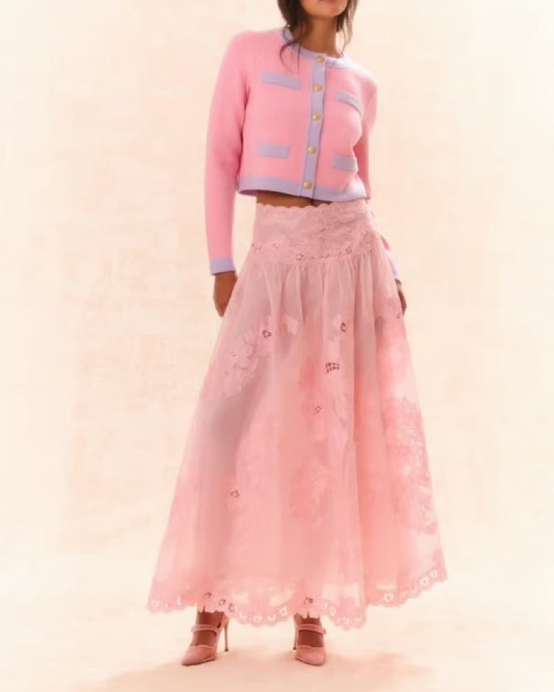 Loveshackfancy Pink Burano Bouquet Skirt - Image 1