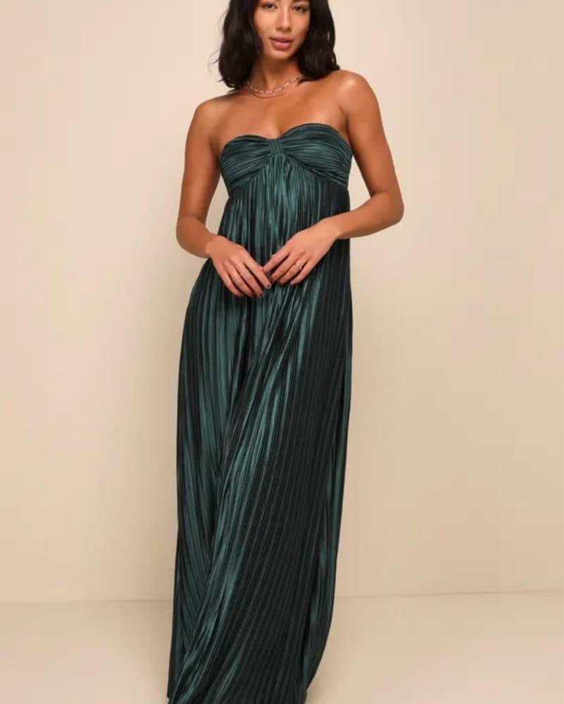 Lulus Green Strappless Dress - Image 1
