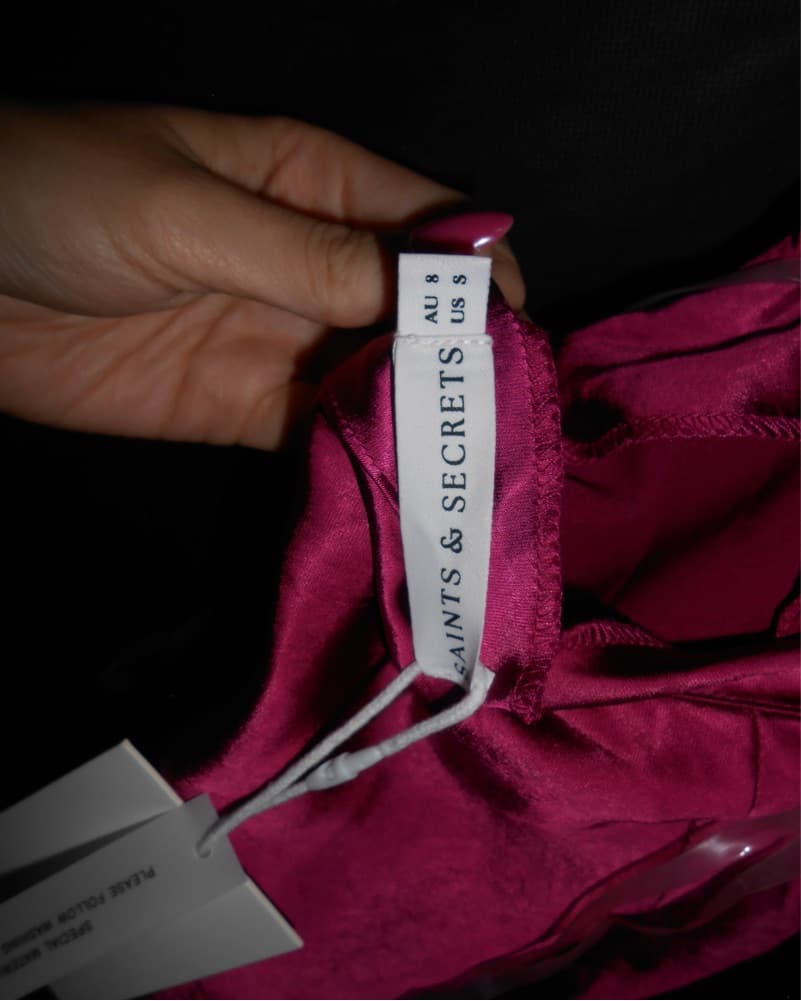 Saints & Secrets- Pink Satin Maxi Dress - Image 6