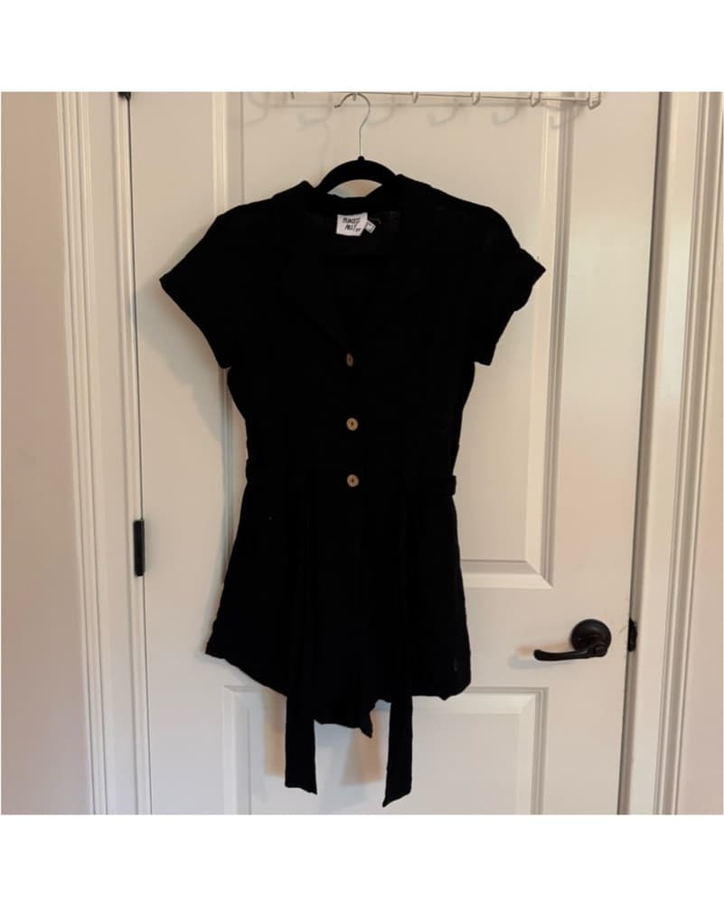 Chic Black Button-Up Romper - Image 1