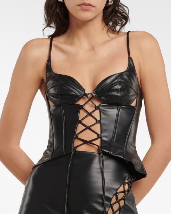 David Koma Lace Up Leather Corset  - Image 1