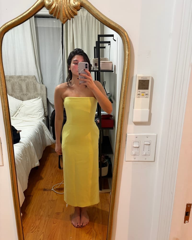 ALC Butter Yellow Midi Strapless dress - Image 1