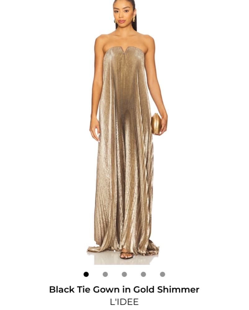 L’Idee Gold Shimmer Strapless Gown - Image 4