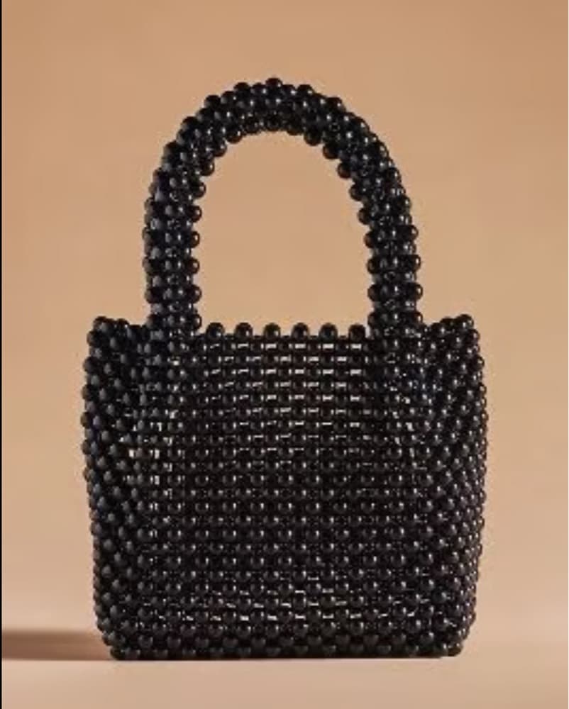 Acrylic Beaded Black Handbag - Image 1