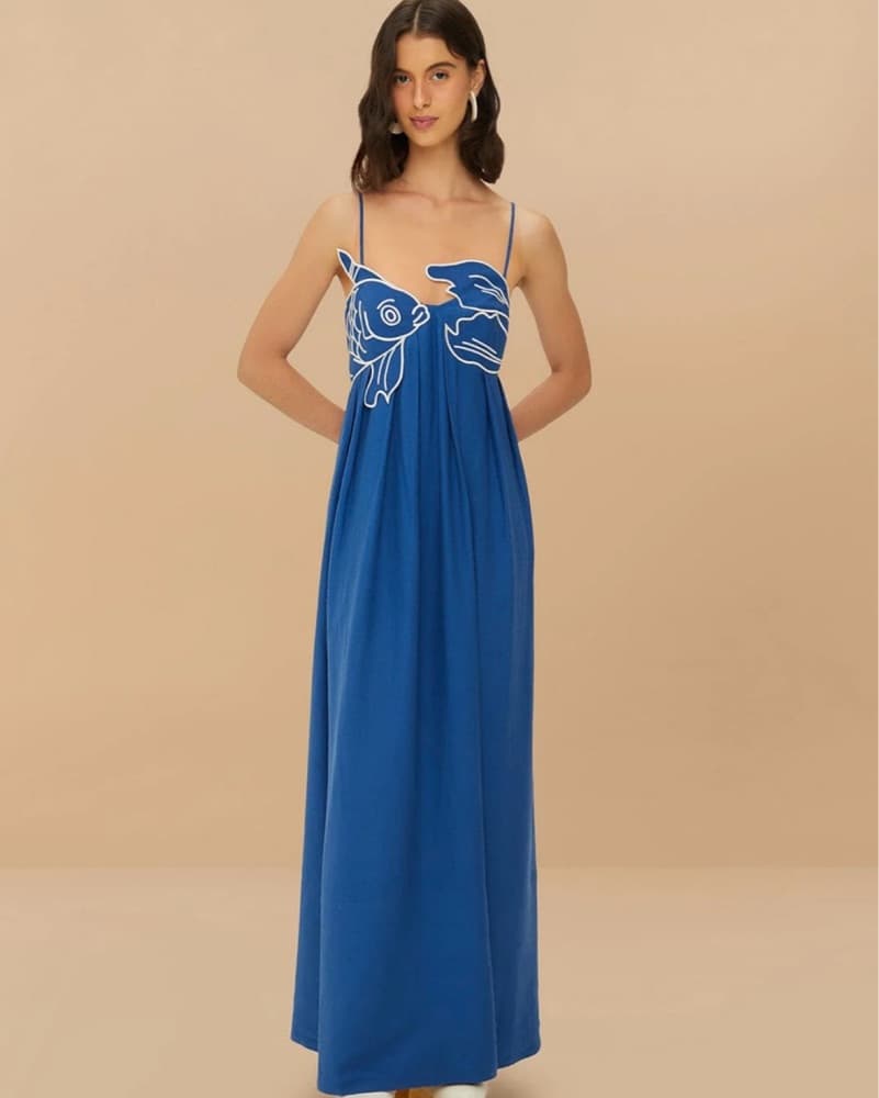 Farm Rio Blue Fish Dress - Image 1