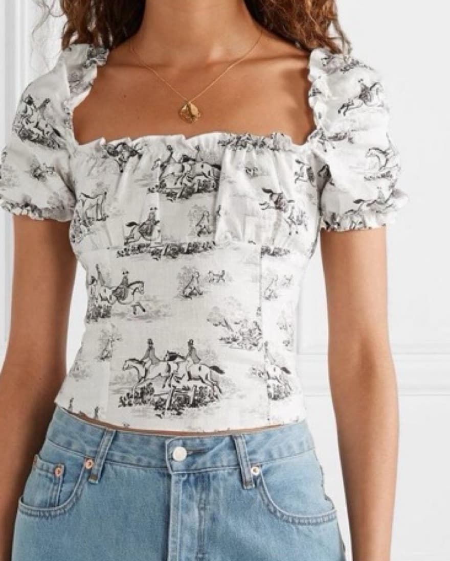 Reformation Cropped Linen Top - Image 1