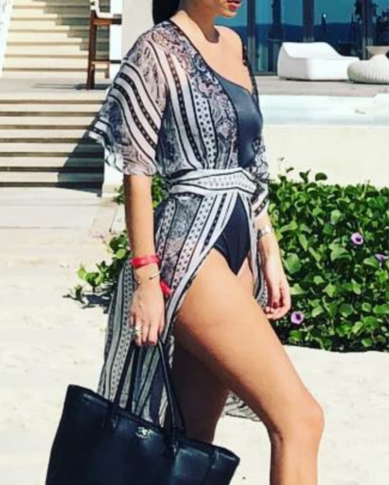 Black And White Silk Coverup Kimono - Image 1
