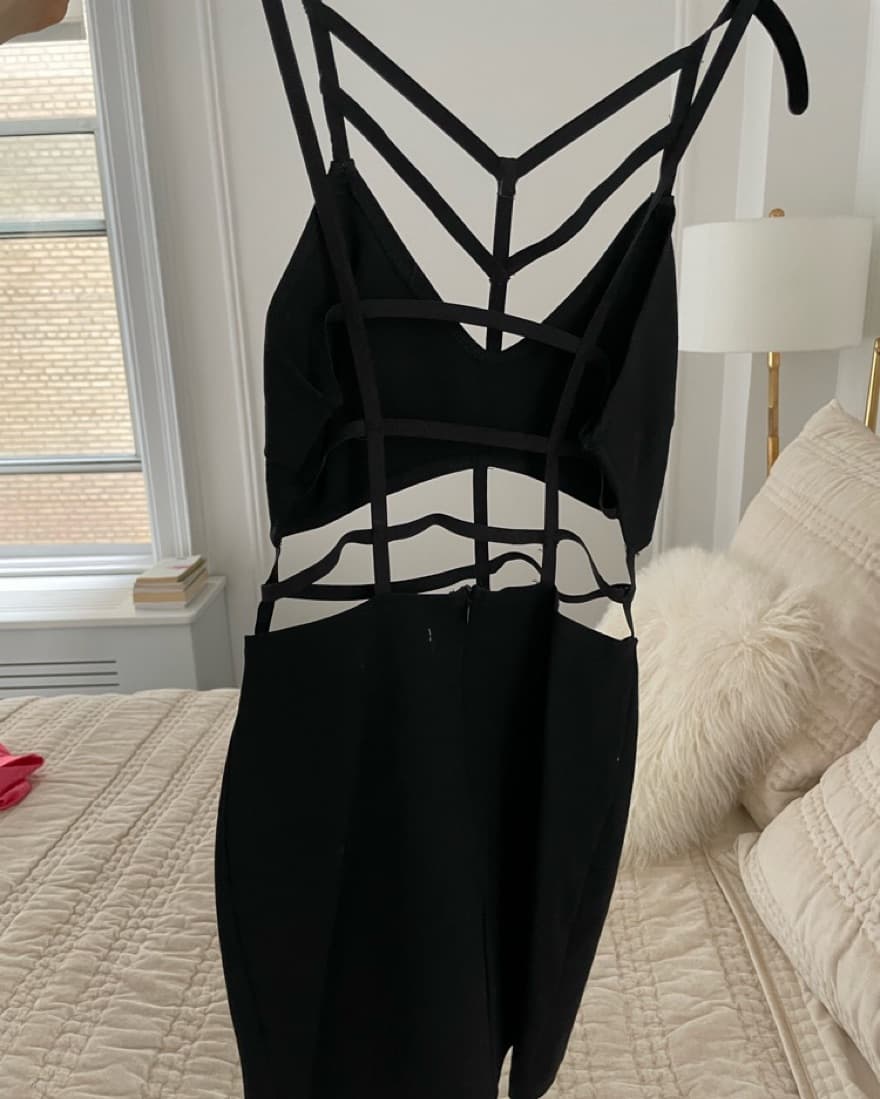 Black Cage Cutout Mini Dress - Image 4