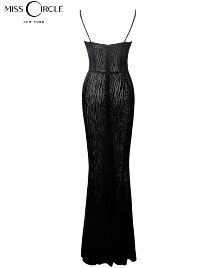 Ulani Black Burnout Velvet Mesh Dress - Image 4