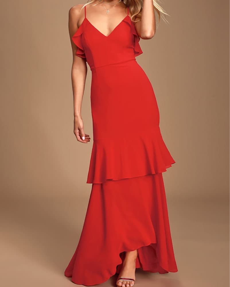Lulu’s Red Ruffled Maxi Dress - Image 1