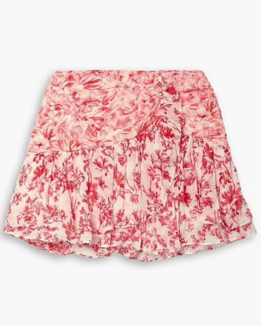 LoveShackFancy Red& White Floral Skirt   - Image 3