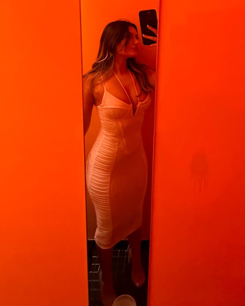 White Fox Form Fitting Corset Midi Dress - Image 1