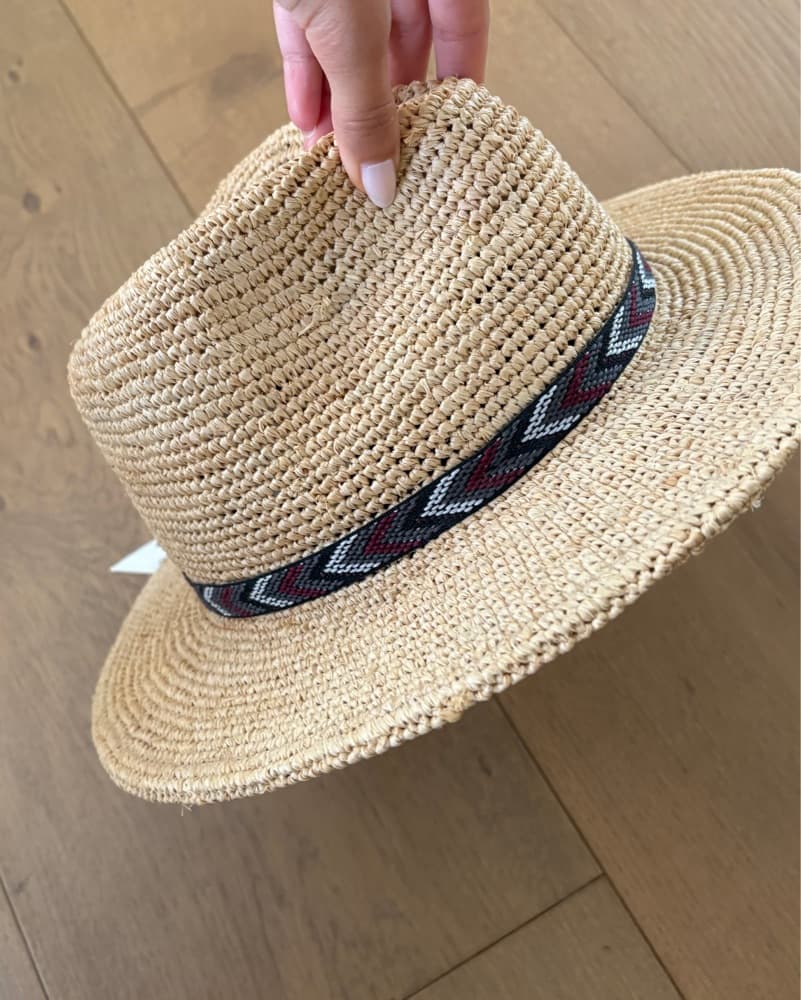 Straw Hat With Beaded Design - Image 2