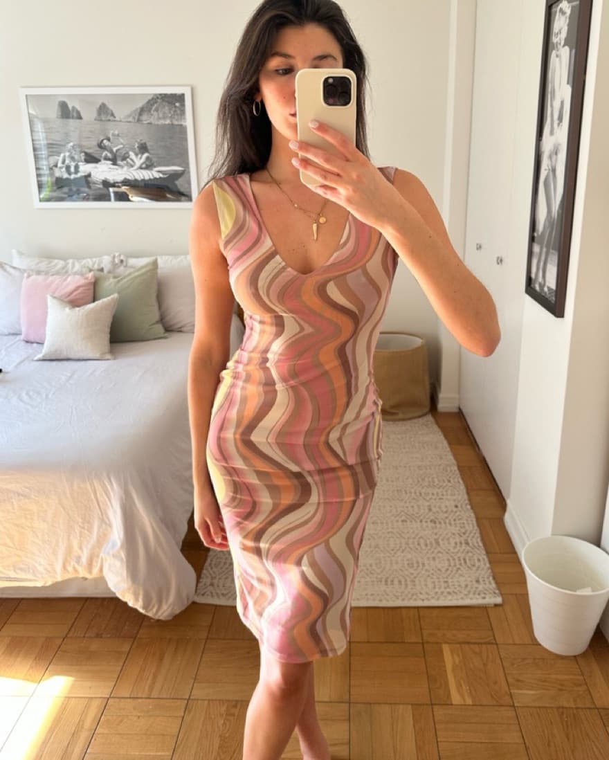 AFRM Pink Swirl Print Dress - Image 6