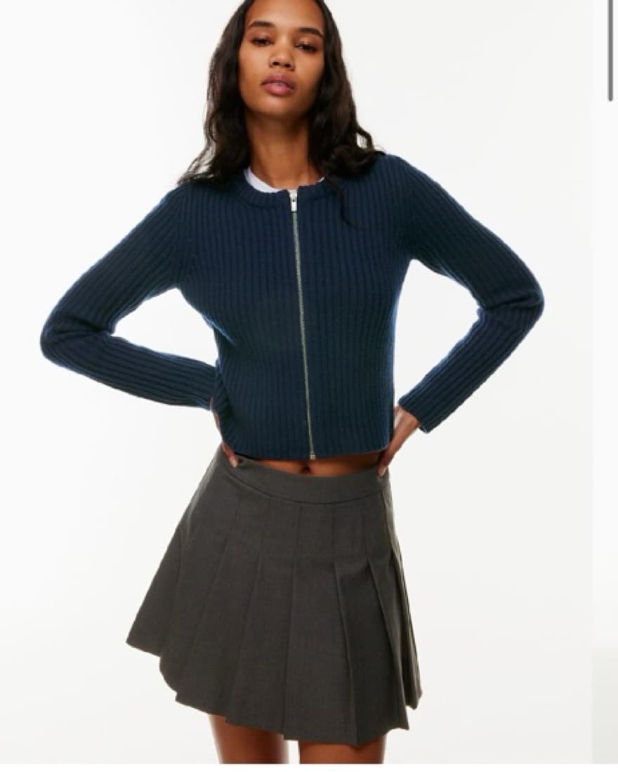 Zip Up Sweater In Navy Blue  - Image 2