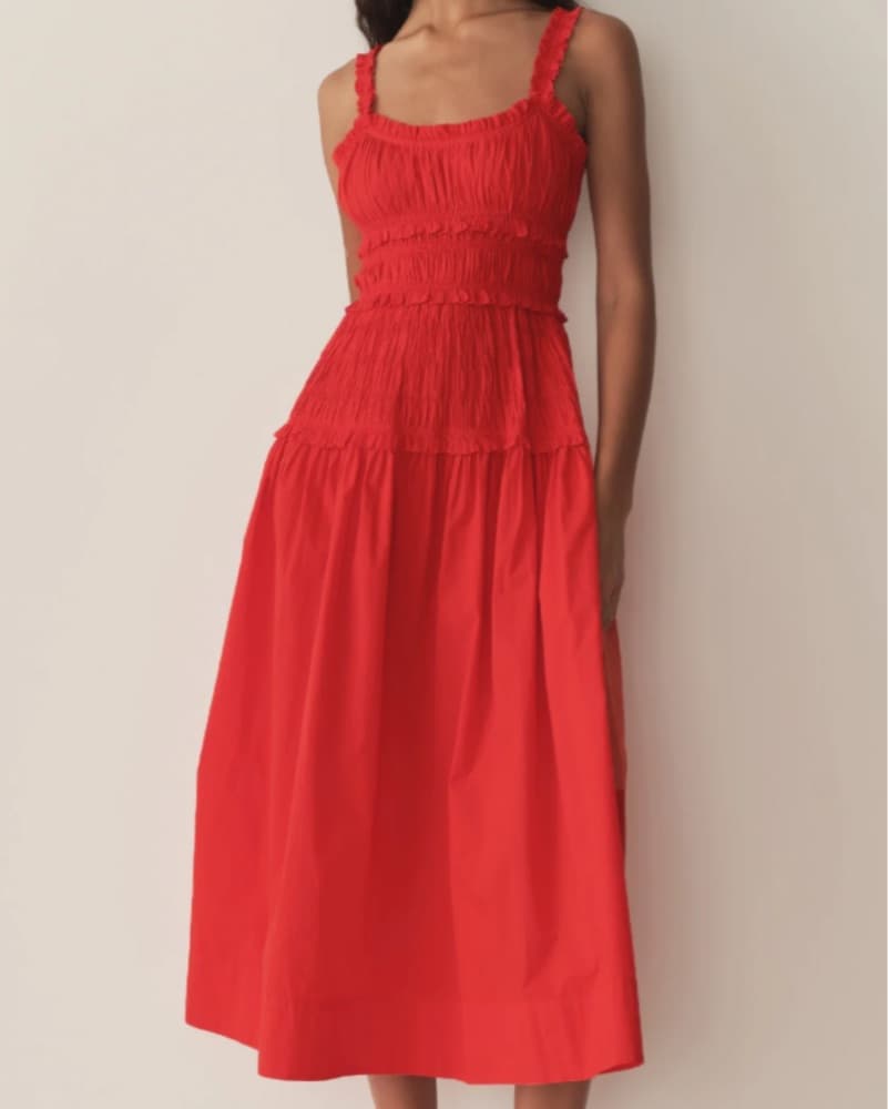 Aqua Red Midi Dress - Doen Dupe - Image 3