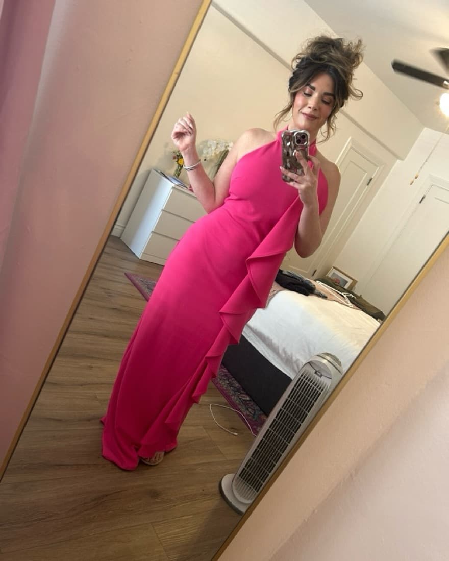 Vibrant Fuchsia Halter Gown - Image 1