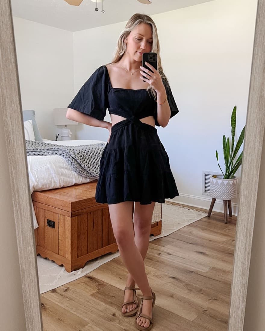 Cross Of Sunlight Mini Black Dress - Image 1