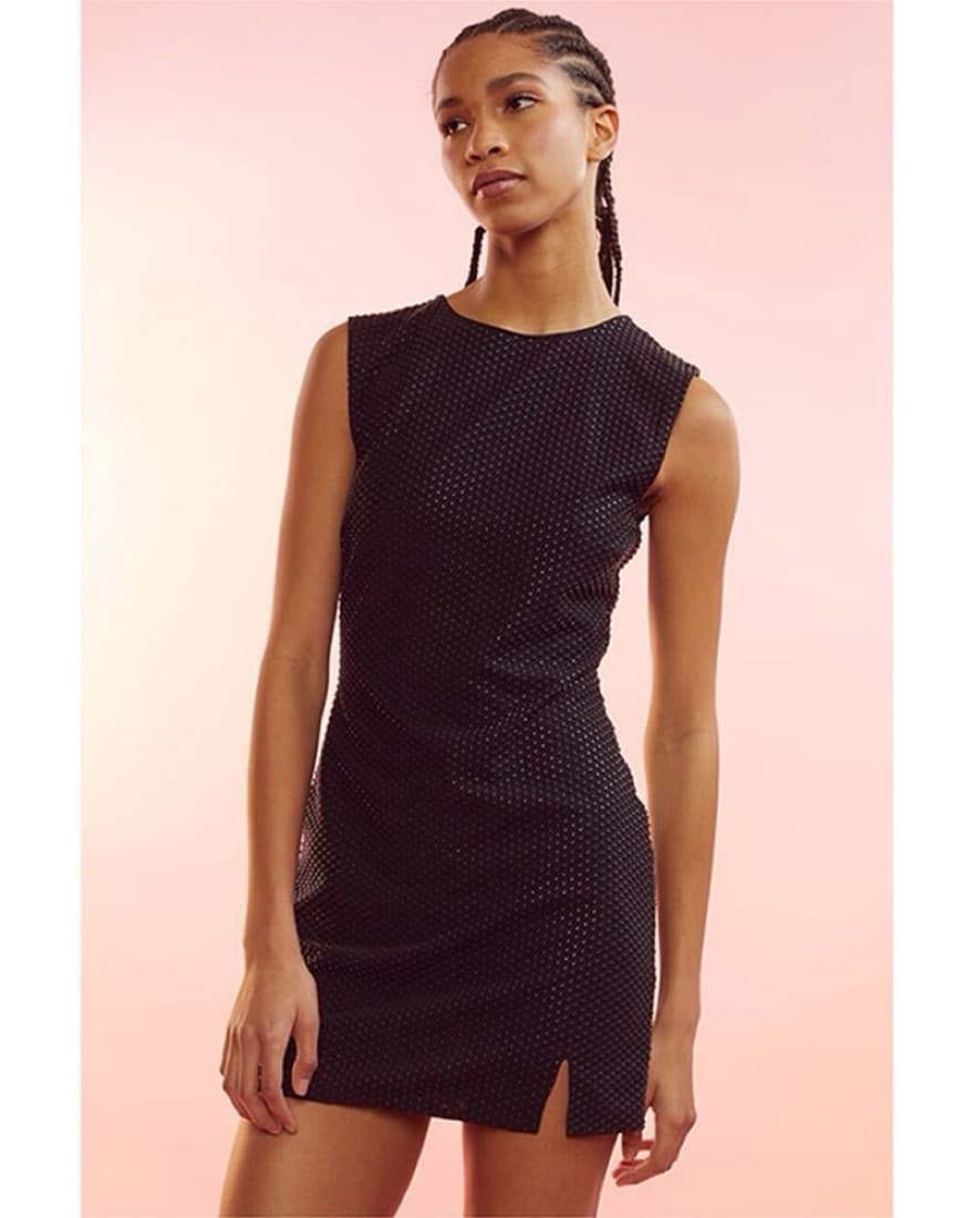 Cynthia Rowley Black Mini Dress Textured - Image 2