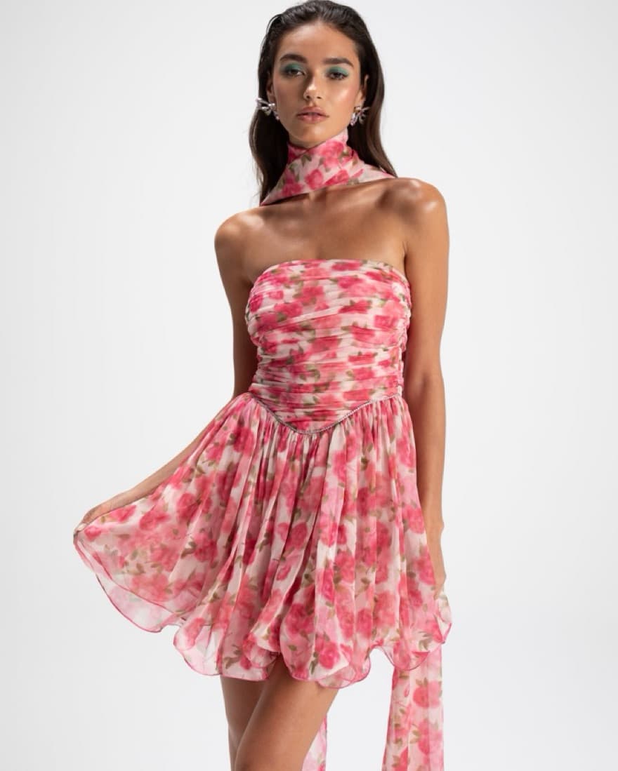 Nana Jacquelin Chloe Dress Pink Print - Image 1