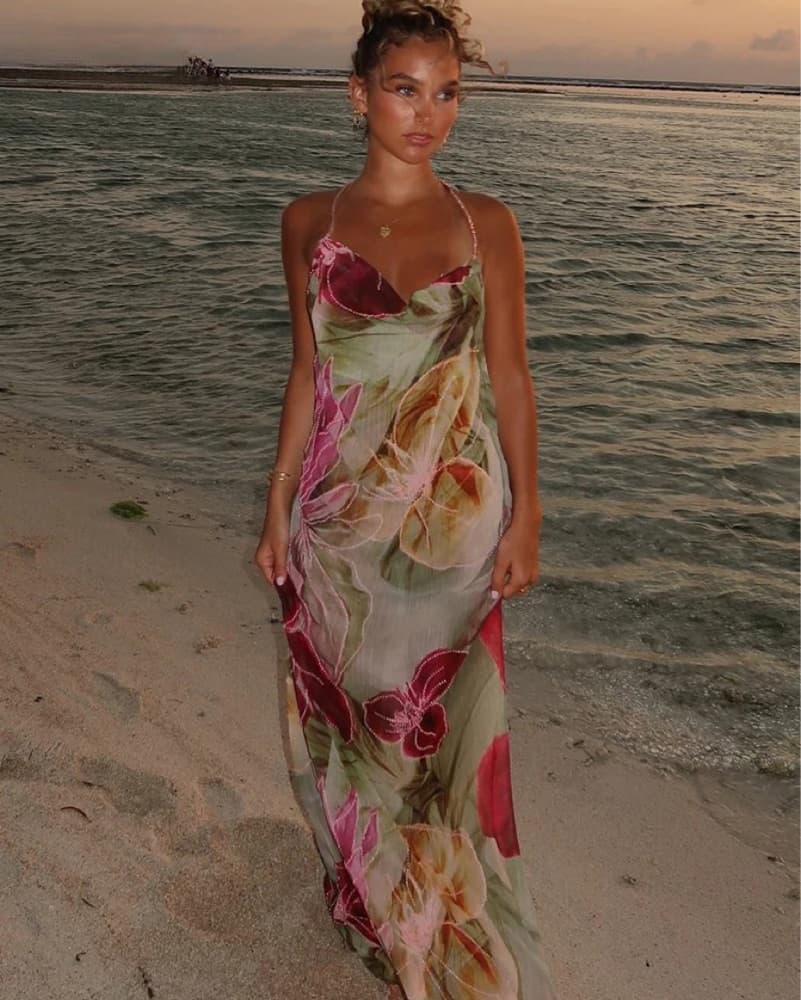Insane Floral Backless Dress - Image 4