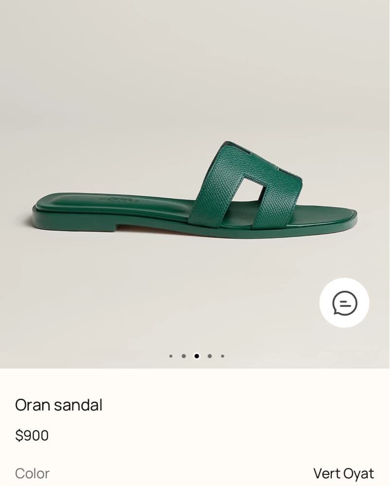 Hermes- Green Leather Slide Sandals - Image 2