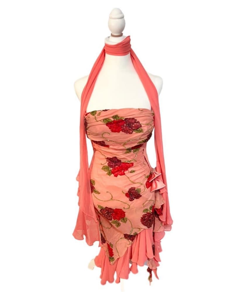 Vintage Silk Dress Beaded - Image 1