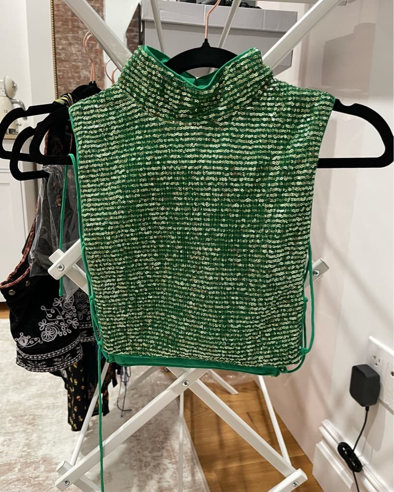 Revolve Green Sequin Crop Top - Image 3