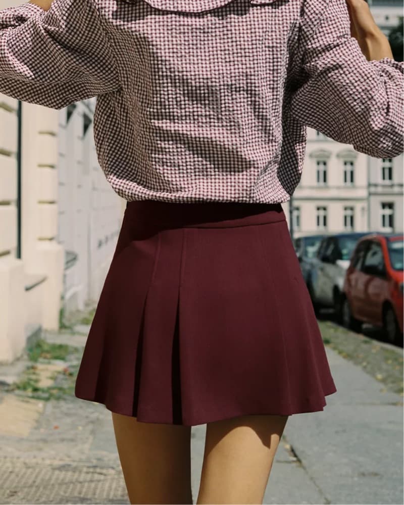 Burgundy Pleated Skort - Image 5