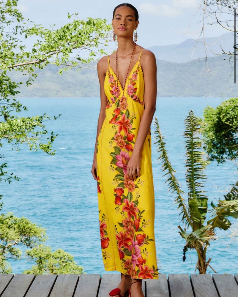 Farm Rio Yellow Summer Fruit Maxi Dress - Image 1