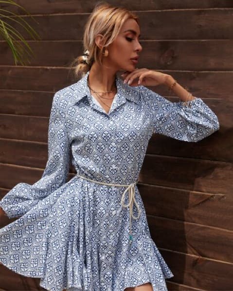 Zara Printed Belted Dress - Image 2