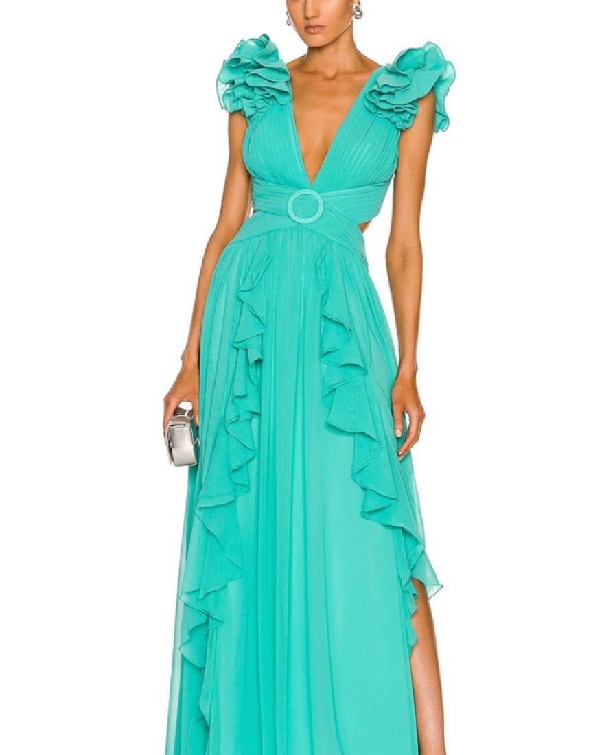 Patbo Flutter Sleeve  (Turquoise Dress) - Image 1